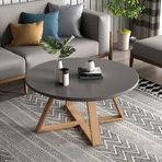 Modern Gri Yuvarlak İç içe Geçme Sehpaları Oturma Odası için 2'li Set Sağlam ve Kolay Montaj Minimalist İstifleme Yan Sehpaları Yatak Odası ve Balkon için 80 x 80 x 45 cm