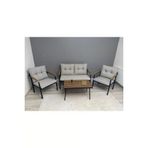 Modern Gunes Balkon, Bahce, Cafe - Metal Kanepe Koltuk Takimi - 2+1+1 + Sehpa