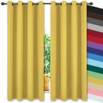 Modern Hardal Sarısı Karartma Perdeleri Yatak Odası ve Oturma Odası için Halkalı 1 Panel 137 x 117 cm Şık Işık Engelleyici Pencere Uygulaması
