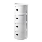 Modern İskandinav Komodin Çekmeceli Sürgülü Kapı ve Yuvarlak Masa 2/3/4 Katlı Plastik Komidin Saklama Ünitesi Yatak Odası için Saf Beyaz Boyut 32 * 76 cm