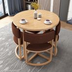 Modern İskandinav Tarzı Ofis Resepsiyon Odası Kulüp Masa ve Sandalye Seti Ev Balkon için Küçük Masa Müzakere ve Eğlence için Mükemmel Mutfak ve Yemek Odası Mobilya Seti Kahverengi Renkte.