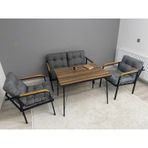 Modern Jüpiter Balkon, Bahçe, Cafe - Metal Kanepe Koltuk Takımı - 2+1+1 + Masa Antrasit Modernsh22 Antrasit