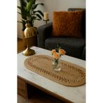 Modern Jüt Masa Örtüsü, Doğal Hasır, 30x70 cm, Çift Taraflı, Oval Desenli