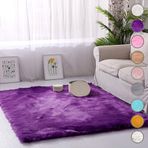 Modern Kabarık Mor Halı 140 x 180 cm Yumuşak Çocuk Odası için Yüksek Havlı Halı Yıkanabilir Kaymaz Kauçuk Destek Banyo ve Dış Mekan Sundurma Kullanımı için İdeal