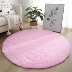 Modern Kabarık Yuvarlak Ev Halısı Kaymaz Shaggy Oturma Odası Yatak Odası Ofis Banyo Mutfak Koridor Yemek Odası için 60x60 cm Bej