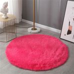 Modern Kabarık Yuvarlak Yıkanabilir Peluş Yumuşak Halı Oturma Odası Çocuk Odası Yatak Odası Koridor Yolluğu (50 cm Bej)