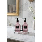 Modern Kabartma Desenli Cam İkili Sıvı Sabunluk & Deterjanlık Seti, Pembe- 500 Ml Cam Sabunluk