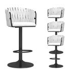 Modern kadife bar taburesi, 4'lü set, ayarlanabilir dokuma sırtlık, döner sayaç yüksekliği, mutfak, ev, bar, yemek odası için sandalye, beyaz metal taban, şık ve konforlu