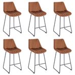 Modern Kadife Bar Taburesi 6'lı Set Kahverengi Döşemeli Tezgah Yüksekliği Sandalyeler Oturma Odası Pub Kahve Evi için Ayak Dayama Yeri ile Şık Metal Çerçeve Ev Dekoru için Şık Mobilya