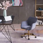 Modern kadife ofis masası sandalyesi ayarlanabilir yükseklik 360 derece döner altın Metal bacaklar ve evrensel tekerlek lacivert ergonomik ev ofis koltuğu