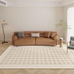 Modern Kahverengi Bej Kareli Halı 140 x 200 cm Yıkanabilir Halı Oturma Odası Yatak Odası ve Yemek Odası için