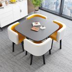 Modern Kare Yemek Takımı 4 Sandalyeli Mermer Masa ve Sandalyeler Kombo Oturma Odası Balkon Mutfak Salon Masa ve Sandalye Seti (Stil 1 80 * 80 * 75 cm)
