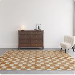 Modern Kareli Halı 140 x 200 cm - Kaymaz ve Yıkanabilir Polyester Halı Oturma Odası Yatak Odası Çocuk Odası ve Ofis için - Ev Dekoru için Şık ve Alan Halısı