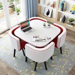 Modern Kare/Yuvarlak Yemek Masası Seti 4 Sandalyeli - Kompakt Ofis Konferans Odası Mobilyaları Şık Mutfak ve Oturma Odası Salon Yemek Takımı T-31.5"