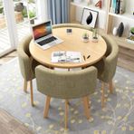 Modern Kare/Yuvarlak Yemek Masası Seti 4 Sandalyeli Kompakt Ofis Konferans Odası Mobilyaları Şık Mutfak ve Oturma Odası Yemek Takımı 80 cm G-Design
