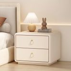 Modern Katı Ahşap Komidin Zeminden Tavana Deri Gece Masası 2 Çekmeceli Şık Yatak Odası Yan Sehpa Minimalist Depolama nizer Komidin Küçük Alanlar için