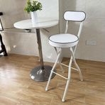 Modern Katlanabilir Barstools Sırt ile Taşınabilir Yemek Sandalyeleri Mutfak Oturma Odası Bahçe 75cm Yükseklik Demir Çerçeve Ayak Dayama ve Yuvarlak Koltuk Siyah Renk ile Yüksek Tabure
