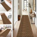 Modern Kaymaz Koridor Yolluk Halı 80x300 cm Yıkanabilir Kahverengi Polyester Alan Halısı Mutfak Oturma Odası ve Yatak Odası Dekoru için Su Emici Halı