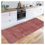 Modern Kaymaz Polyester Mutfak Yolluğu Halı Yıkanabilir 3m Kahverengi Soyut Tasarım Uzun Kaymaz Modern Polyester Halı Giriş Koridor Oturma Odası Paspası 40x300 cm.