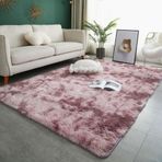 Modern Kaymaz Shaggy Yer Halısı Yatak Odası Oturma Odası Yemek Odası için Yumuşak Dekoratif Tüylü Halı Oturma Odası Koridor için (Gül 60 x 160 cm)