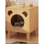 Modern Kedi Evi & Komodin - Kedi Başı Tasarımlı Ahşap Yan Sehpa ahsap