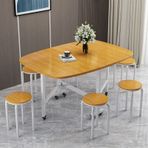 Modern kelebek katlanır yemek takımı, 4 sandalyeli, yerden tasarruf sağlar, ayarlanabilir, hareketli damla yapraklı masa, 360° evrensel tekerlekli, sarı (120 x 70 cm)