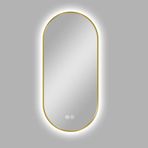 Modern Kısılabilir LED Banyo Makyaj Aynası, Buğu Önleyici, Oval Tuvalet Aynası, Altın Metal Çerçeve, Duvara Monte