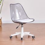 Modern Kolsuz Şeffaf Akrilik Ofis Koltuğu 360 ° Döner Yüksekliği Ayarlanabilir ve Tekerlekler Ev Ofis için Ergonomik ve Sevimli Vanity Sandalye