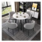 Modern Konferans Odası Masası İş Sehpası Basit Masa ve Sandalye Kombinasyonu Ofis Resepsiyon Dinlenme Masası Balkon Oturma Odası Yemek Masası Mermer Yuvarlak Masa, Açık Gri-Tek,Light Gray-One Size