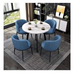 Modern Konferans Odası Masası İş Sehpası Basit Masa ve Sandalye Kombinasyonu Ofis Resepsiyon Dinlenme Masası Balkon Oturma Odası Yemek Masası Mermer Yuvarlak Masa, Mavi-Tek Bede,Blue-One Size