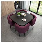 Modern Konferans Odası Masası İş Sehpası İş Sehpası Yemek Masası ve Sandalye Kombinasyonu, Müzakere Eğlence Alanı Ev Balkon Küçük Yuvarlak Masa, Ev Ofisi, Koyu Mor-Tek Beden,Dark Purple-One Size