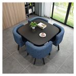 Modern Konferans Odası Masası İş Sehpası İş Sehpası Yemek Masası ve Sandalye Kombinasyonu, Müzakere Eğlence Alanı Ev Balkon Küçük Yuvarlak Masa, Ev Ofisi, Mavi-Tek Beden,Blue-One Size