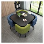 Modern Konferans Odası Masası İş Sehpası İş Sehpası Yemek Masası ve Sandalye Kombinasyonu, Müzakere Eğlence Alanı Ev Balkon Küçük Yuvarlak Masa, Ev Ofisi, Mavi+yeşil-Tek Beden,Blue+green-One Size