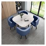 Modern Konferans Odası Masası İş Sehpası İş Yemek Masası, Müzakere Resepsiyon Masaları ve Sandalyeleri 1 Masa ve 4 Sandalye, Ev Yatak Odası Balkon Kütüphane Salon Kahve, Koyu Ma,Dark Blue-One Size
