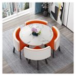 Modern Konferans Odası Masası İş Sehpası Ofis İş Otel Lobisi Yemek Masası Takımı, Ev Yemek Odası Mobilya Takımı 1 Masa 4 Sandalye, PU Deri Sandalye Otel Giyim, Beyaz Turuncu-Tek,White Orange-One Size