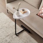 Modern Küçük Konsol Masa Mobil Sehpa Oturma Odası ve Resepsiyon için Şık Siyah Beyaz Masa Depolama Raflı Metal Ayaklar Kompakt 45x30x70cm