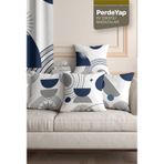 Modern Lacivert Gri Geometrik Desenli 4 Lü Kırlent Kılıfı