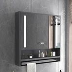 Modern LED Banyo Vanity Ayna Dolabı Buğu Çözücü Duvara Monte Akıllı İlaç Dolabı Zaman Göstergesi ve Kademesiz Karartma Makyaj Aynası Depolama Alanı Dahil