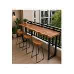 MODERN LİFEE Ürünün kendi markasındaki hali profilimzdedir. Özel Tasarım Doğal Kenarlı Metal Ayaklı Bar Masası 40 x 140 (tabureler hariç)