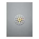 Modern Lotus Desenli Beyaz-Gold Ayna Pleksi Dekoratif Duvar Saati - Sessiz Mekanizma Z36SS212601