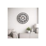Modern Lotus Desenli Siyah-Gumus Ayna Pleksi Dekoratif Duvar Saati - Sessiz Mekanizma Z36SS212601