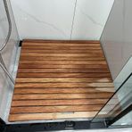 Modern Lüks Ahşap Banyo Paspası - Büyük İç Mekan Küveti ve Banyo Zemin Pedalı için Doğal Çıtalı Ördek Tahtası - Kaymaz Duş Paspası - 60 x 100 cm
