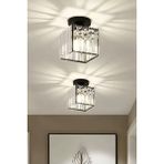 Modern Luxury Plafonyer Tavan Avize Hol Antre Siyah Kare Kristal Taşlı Avize