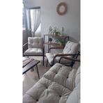 Modern Mars Balkon, Bahçe, Cafe - Salon - Metal Kanepe Koltuk Takımı - 2+1+1 + Sehpa Krem Modernsh60 Krem
