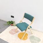 Modern Masif Ahşap Katlanır Sandalyeler, Taşınabilir Yemek Sandalyeleri Kalın Dolgulu Oturma ve Sırt Rahat Etkinlik Şezlongu Yatak Odası ve Oturma Odası için, B-58x79cm(23x31inc,B-58x79cm(23x31inch)
