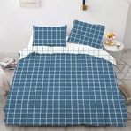 Modern Mavi Damalı 160x200 Nevresim Takımı Kullanışlı Fermuarlı Lüks Mikrofiber Yatak Takımı Şık Baskılı Nevresim Takımı 2 Yastık Kılıfı Dahil 65x65 cm