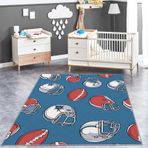 Modern Mavi Yıkanabilir Alan Halısı Oturma Odası veya Yatak Odası için 120 x 180 cm Kaymaz Alt Kısım Yumuşak Kısa Tüylü Halı Amerikan Futbolu Kaskı Tasarımı Kolay Temizlenebilir Spor Taraftarları için