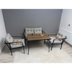 Modern Merkür Balkon, Bahçe, Cafe - Metal Kanepe Koltuk Takımı - 2+1+1 + Masa Açık Gri Modernsh29 Açık Gri
