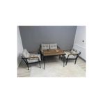 Modern Merkur Balkon, Bahce, Cafe - Metal Kanepe Koltuk Takimi - 2+1+1 + Masa