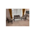 Modern Merkur Balkon, Bahce, Cafe - Metal Kanepe Koltuk Takimi - 2+1+1
